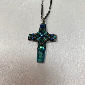 Ayala Bar Blue Beaded Cross Necklace